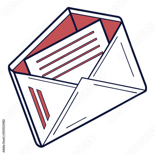 Open Envelope with Letter Illustration