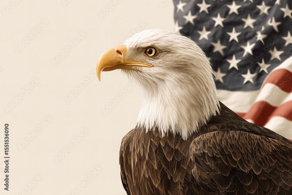 Obraz premium American bald eagle with American flag