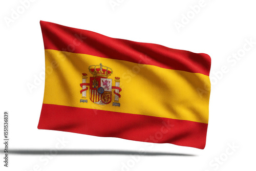 Waving flag of Spain on transparent background, country symbol isolated