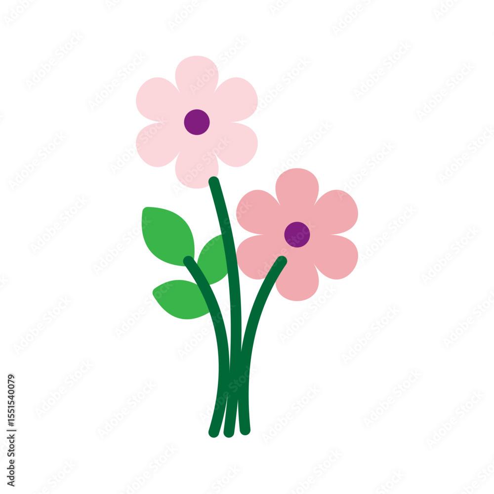 Obraz premium Vector illustration of a beautiful flower in flat style isolated on white background