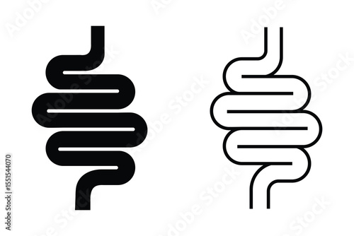 Intestine icon vector. Colitis vector icon flat sign. Colitis Intestine icon black and white vector. Abdominal gastric belly icon isolated. Digestion sign. Vector illustration.