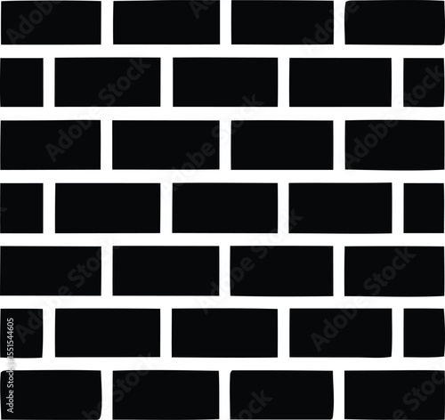 A stark black and white graphic illustration of a repeating pattern of dark brickwork with white grout lines creating a textured background