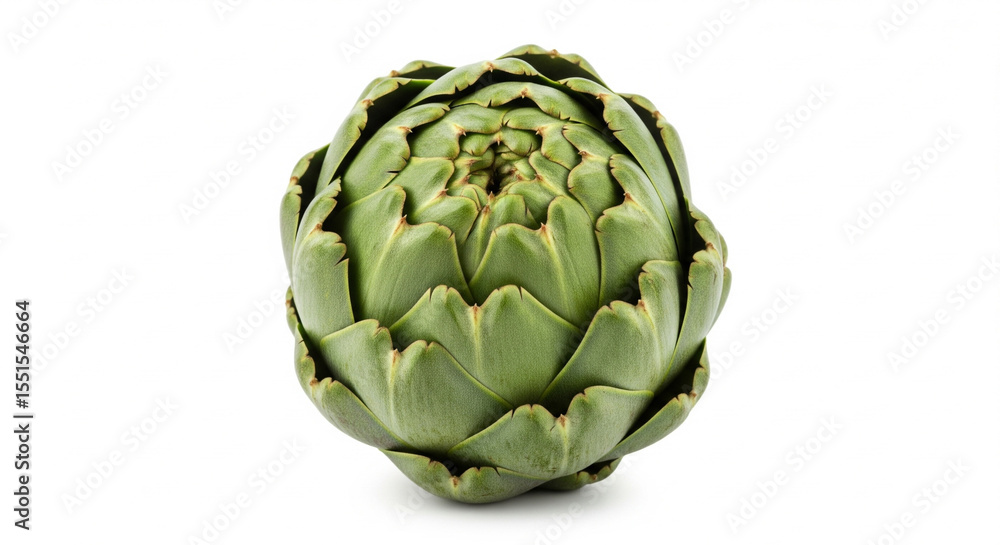 Obraz premium Fresh green artichoke vegetable close up isolated on white background