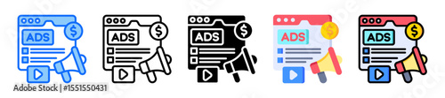 Paid Ads Icon Set Collection Multiple Style 