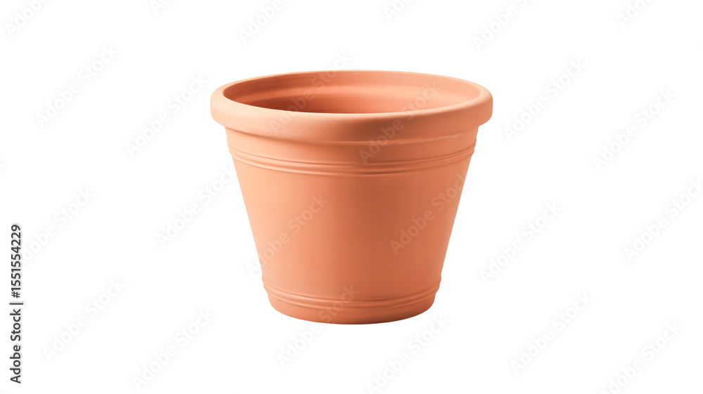 A product photo of a terracotta clay planter against a nd.pure white backgrou The planter has a classic tapered design with a wider top rim and a narrower base . A product photo of a terracotta clay planter against a nd.pure white backgrou The planter has a classic tapered design with a wider top rim and a narrower base .