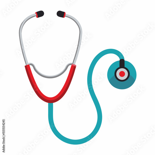 Heartbeat diagnostic stethoscope – vector cartoon medical icon for clinic, cardiology, and health-related sticker or healthcare UI illustration sets.