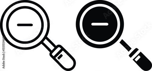 Minimalist Magnifying Glass Icon with Plus Sign – High‑Contrast Black & White Vector Illustration