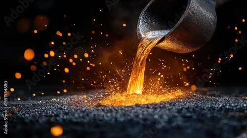 Wallpaper Mural The captivating moment of molten metal being poured, infused with dramatic sparks and glowing heat, showcases the intricate artistry of metalwork and creativity in action. Torontodigital.ca