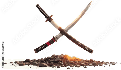 Create a kinds of deferent Katana and Wakizashi isolated on white background.