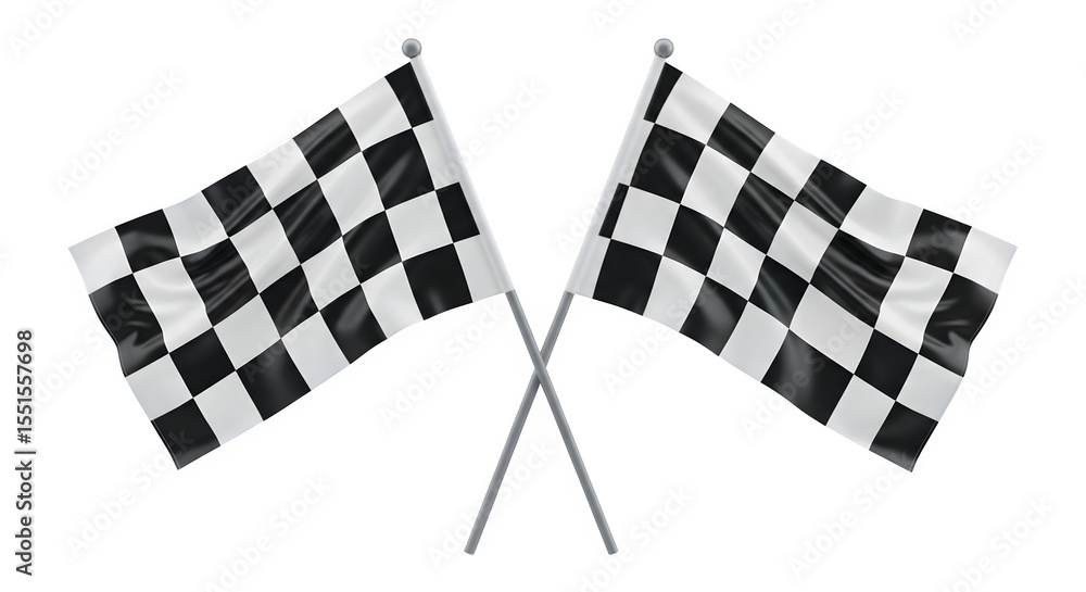 Fototapeta premium Checkered racing flags 3d rendered isolated on white background