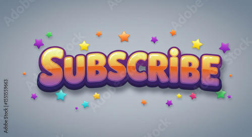 Colorful Subscribe Button Design Cartoon Style Text Effect