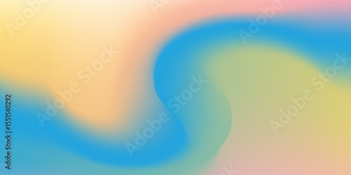 Abstract clear blue sky. Pastel rainbow. Light blue, pink and yellow color vector banner. Pastel gradient sky pattern. Blurred light fuzz colorful gradient background. Vector soft horizontal backdrop