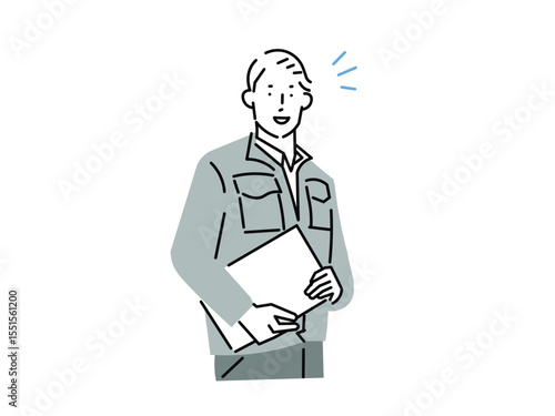 Man - Man in work clothes - Industrial business illustration material男性ー作業服を着た男ー工業系ビジネスイラスト素材