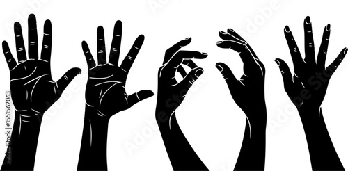 free hands holding collection vector silhouette illustration