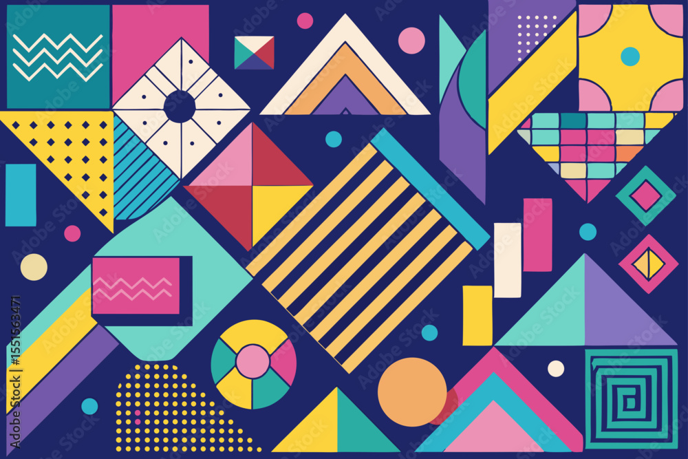 Fototapeta premium Colorful Geometric Memphis Pattern Pack Design