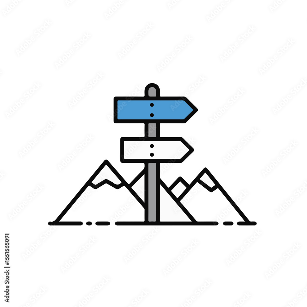 Obraz premium Signpost in Front of Mountain Silhouette.