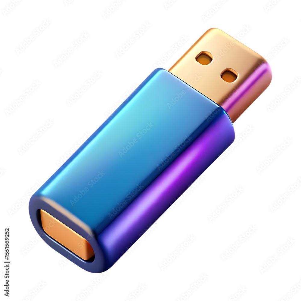 3D USB Flash Drive Icon with Metallic Shine – Data Storage Device Illustration 3D USB Flash Drive Icon with Metallic Shine – Data Storage Device Illustration