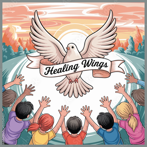 Heartfelt flyer showing protection, healing, and hope for children against abuse and exploitation.