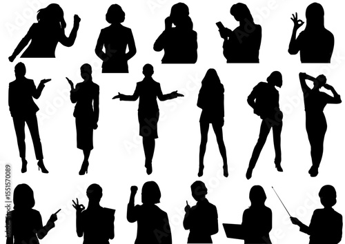 女性ビジネスマンのシルエットセット
