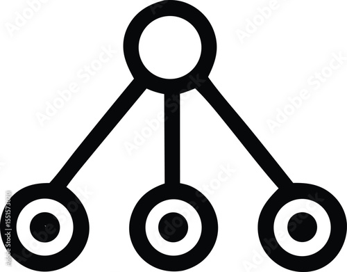 Abstract geometric symbol representing a central node connected to three outer nodes in a hierarchical or network structure