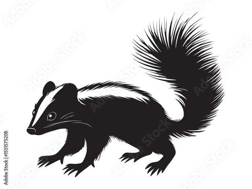 Bold Black Silhouette of a Skunk