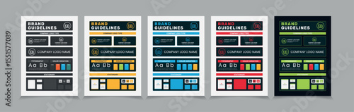 A4 Brand Guidelines Poster Layout Set, Simple style and modern Brand Guidelines, Brand identity Template.	