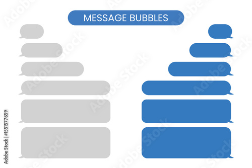 Message Bubble Designs: Clean and modern A digital array of stylized message bubble design, perfect for illustrating conversations, messaging apps, or any digital communication concept.