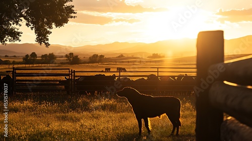 Sunset Ranch Silhouette: Golden Hour at the Cattle Farm