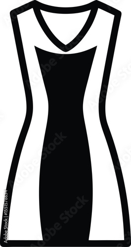    "Minimalist sleeveless sheath dress icon in black and white line style"