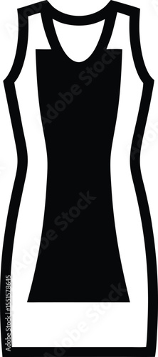  "Minimalist sleeveless sheath dress icon in black and white line style"


                