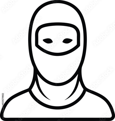 "Outline of a balaclava head cover, minimal style"
