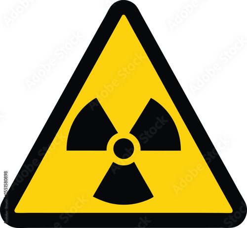 Radiation warning sign. Triangular realistic radiation sign.