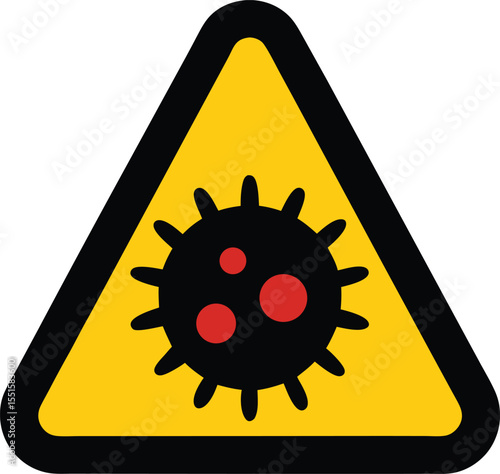 "Virus cell icon inside yellow warning triangle, representing biological or viral infection danger"

