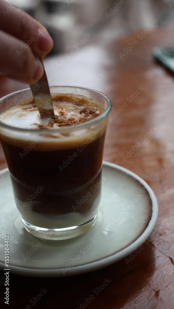 stirring a coffee in a restaurant stirring a coffee in a restaurant