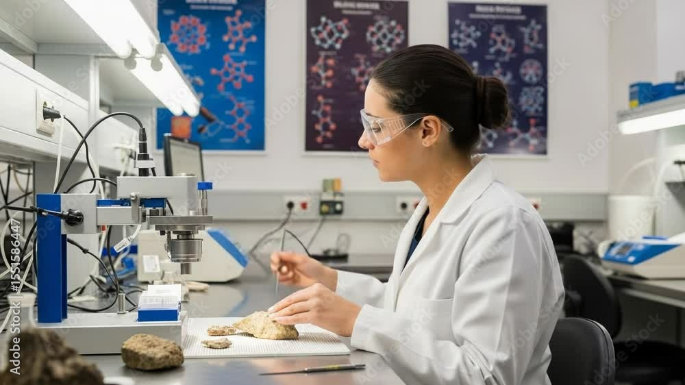 Scientist Analyzing Rock Samples in a Laboratory Scientist Analyzing Rock Samples in a Laboratory