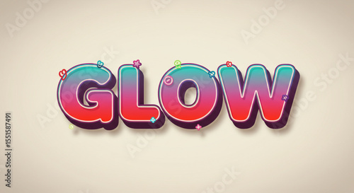 Vibrant Glow Text Effect Colorful 3D Typography Design