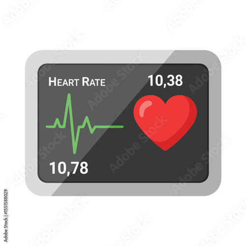Vital Signs: A close-up of a heart rate monitor displays a vibrant red heart icon alongside a fluctuating green line and numerical data