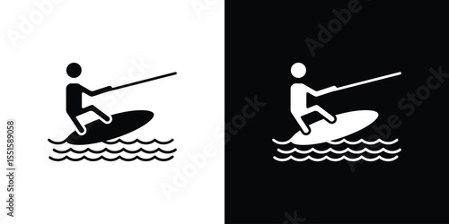 Wakeboarding icon. Design for website and mobile apps.