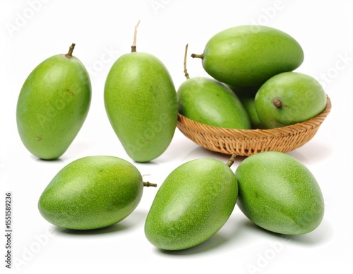 Wallpaper Mural Slices of juicy mango, showcasing its beautiful color and succulent texture, ideal for food photography, recipes, or conveying a refreshing vibe, mango in white background Torontodigital.ca