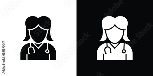 Woman Doctor icon. Design for website and mobile apps.