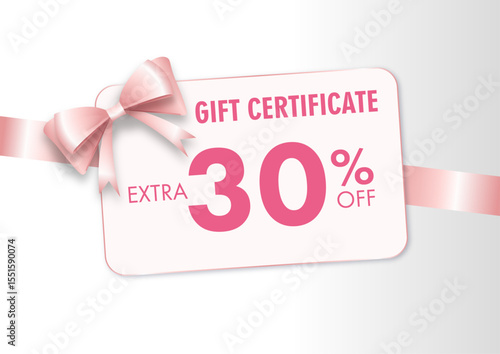 elegant gift sertificate voucher with pink bow