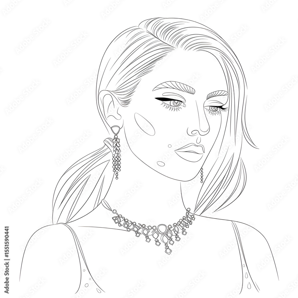 line art girl neckless and hair coloring page line art girl neckless and hair coloring page