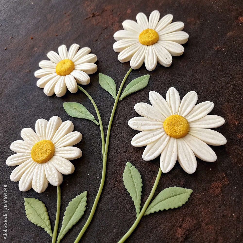 Fototapeta premium Elegant White Daisy Sugar Flowers Perfect for Cake Decorating