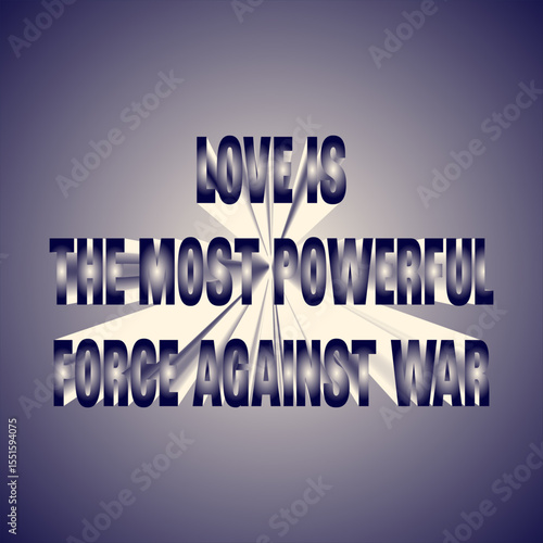 Powerful Peace Slogan 3D Text Art