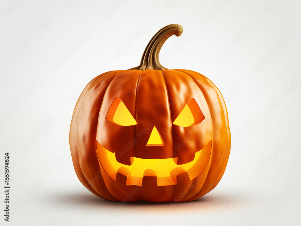 Carved Halloween pumpkin with glowing face Carved Halloween pumpkin with glowing face