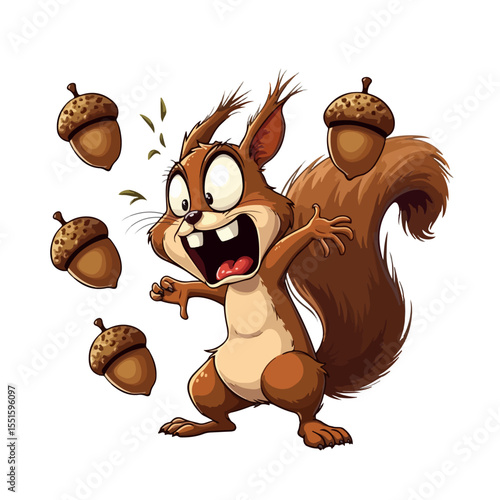 
Hand drawn cartoon squirrels vector illustration