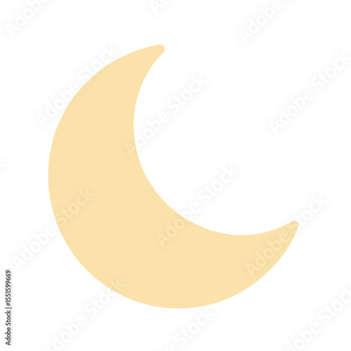 Pale Yellow Crescent Moon Icon Design.