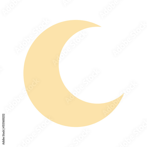Pale Yellow Crescent Moon Shape with Smooth Edges on Transparent Backdrop.