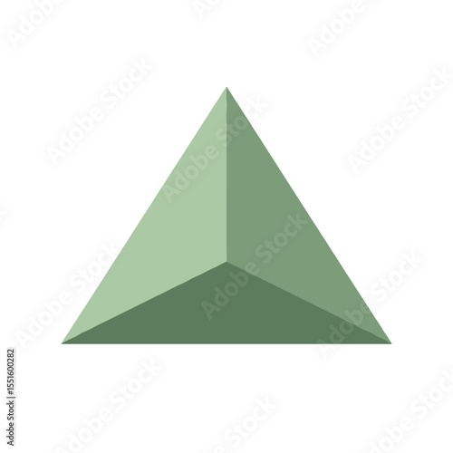 Sage Green Equilateral Triangle with Three Dimensional Facets and Subtle Shadows.