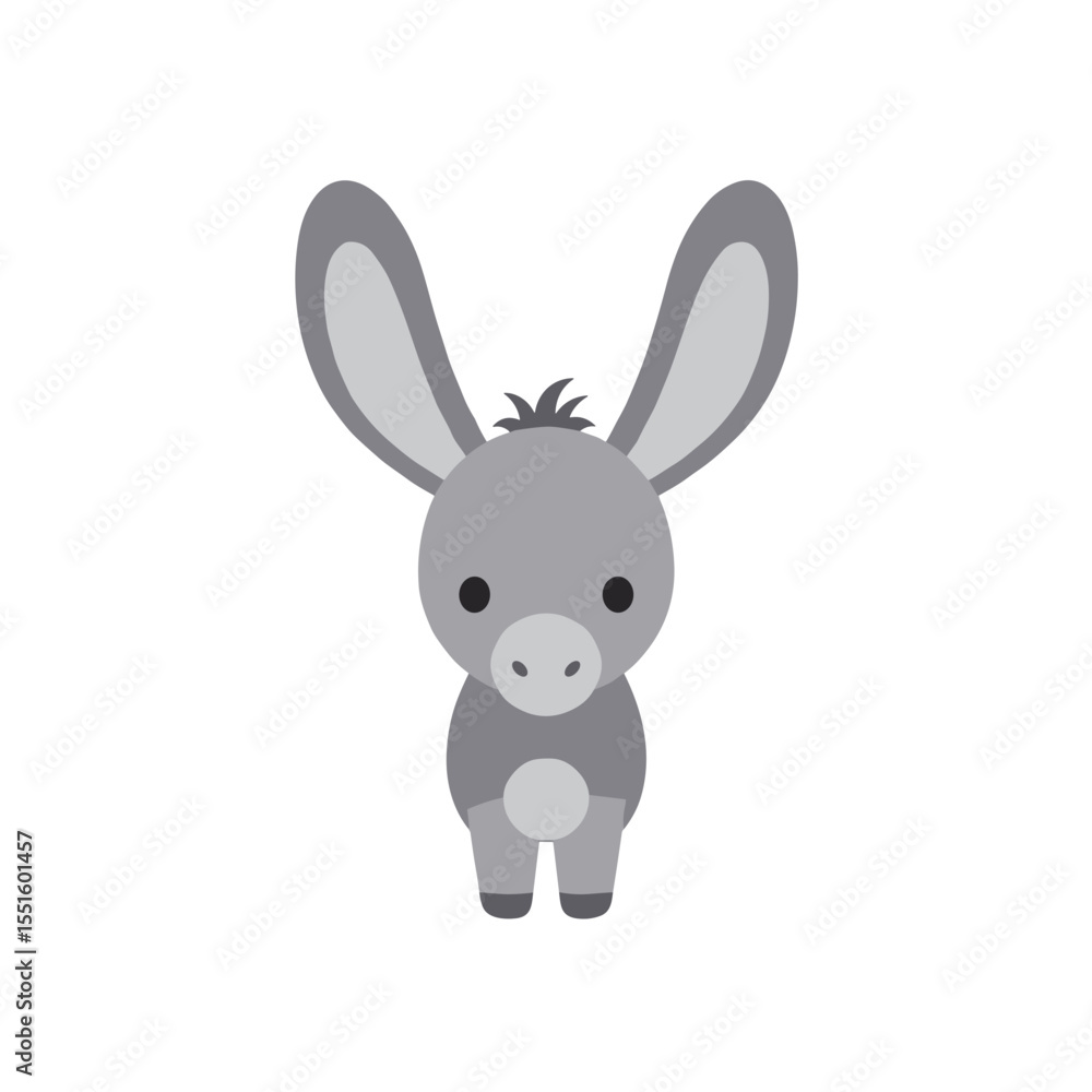 Obraz premium Cute Cartoon Donkey Facing Forward.